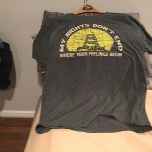 Men’s large t=shirt Gray My Rights don’t end where your feelings begin